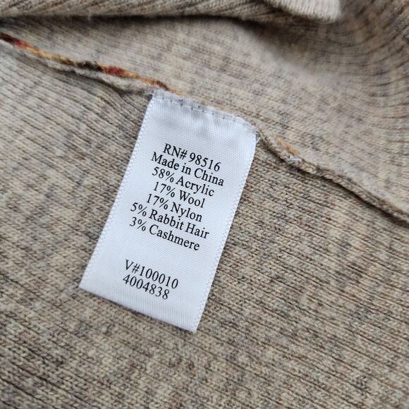 Coldwater Creek Cardigan Sweater Medium Wool Cashmere Rabbit Blend Button Floral - Picture 8 of 9